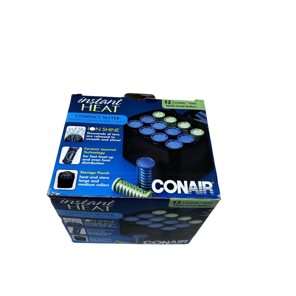 Conair‎ Instant Heat Compact Setter 12 Roller Blue Green Ceramic Ionic Women